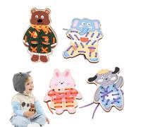 Tarjetas de cordones, kit de costura para niños pequeños | Aprenda a coser animales de cordones de madera,Juguetes de habilidades motoras finas, juegos de mesa, juguetes de viaje por carretera, prácti