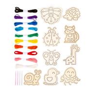 Tarjetas de cordones, kit para niños pequeños | Aprende a coser animales de cordones de madera | Actividades de tiempo tranquilo para, juegos de mesa, hermosas habilidades motoras para suministros de
