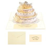 Tarjetas de cumpleaños 3D Pop-Up, Cake Pop-Up Happy Birthdays Greeting Card, Foil-Stamped Keepsake Collectible Stationery, Writable Ideal for Wife, Mother, Father, Size: 5.91x7.87 inches