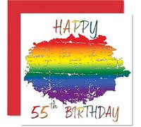 Tarjetas de cumpleaños 55 LGBT para pareja, feliz 55 cumpleaños, tarjeta de cumpleaños LGBT de cincuenta y quinto cumpleaños para pareja de novia novio, 145 mm x 145 mm, tarjetas de felicitación de