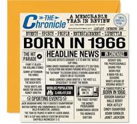 Tarjetas de cumpleaños 58 para hombres y mujeres, periódico nacido en 1966, tarjeta de feliz cumpleaños 58 para mamá, papá, tío, tía, vintage, retro, Back In 1966, 145 mm x 145 mm, cincuenta y ocho