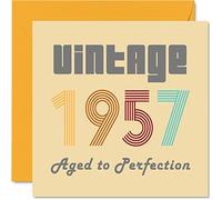 Tarjetas de cumpleaños 67 para hombres y mujeres, estilo vintage de 1957, envejecidas a la perfección, tarjeta de cumpleaños 67 divertida para ella, 145 mm x 145 mm, tarjetas de felicitación de