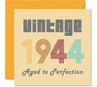 Tarjetas de cumpleaños 80 para hombres y mujeres, estilo vintage de 1944, envejecidas a la perfección, tarjeta de 80 cumpleaños divertida para ella, 145 mm x 145 mm, tarjetas de felicitación de