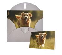 Tarjetas de cumpleaños con sobres, diseño de perro corriendo sobre la hierba, tarjetas en blanco para todas las ocasiones, tarjeta de felicitación de aniversario de cumpleaños para invitaciones de