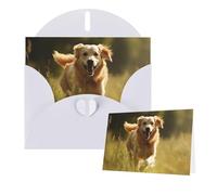 Tarjetas de cumpleaños con sobres, diseño de perro corriendo sobre la hierba, tarjetas en blanco para todas las ocasiones, tarjeta de felicitación de aniversario de cumpleaños para invitaciones de