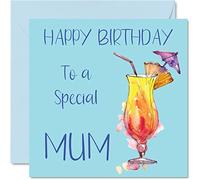 Tarjetas de cumpleaños de cóctel para mujer, diseño especial para mamá, tarjeta de feliz cumpleaños de hijo e hija, 145 mm x 145 mm, tarjetas de felicitación para beber 18, 21, 30, 40, 50 cumpleaños
