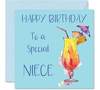 Tarjetas de cumpleaños de cóctel para mujeres, sobrina especial, tarjeta de feliz cumpleaños de tía tío 145 mm x 145 mm, tarjetas de felicitación, beber tarjetas de cumpleaños 18, 21, 30, 40, 50 º cumpleaños