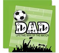 Tarjetas de cumpleaños de fútbol para papá - Top Flight Dad - Tarjeta de feliz cumpleaños para papá de hijo e hija, regalos de cumpleaños para padre, 145 mm x 145 mm, tarjetas de felicitación para el