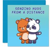 Tarjetas de cumpleaños de larga distancia para hombres y mujeres, con oso panda abrazos, tarjeta de feliz cumpleaños para mamá, papá, hermano, hermana, tía, tío, amigo, 145 mm x 145 mm, tarjetas de