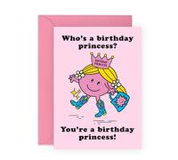 Tarjetas de cumpleaños de princesa para mujer, lindas y divertidas, color rosa, regalos para niñas, ella, damas, hija, sobrina, pequeños, nieta, niños, ahijada, todas las edades, viene con calcomanías