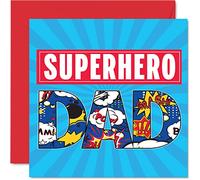 Tarjetas de cumpleaños de superhéroe para papá, diseño de superhéroe para papá, tarjeta de feliz cumpleaños para papá de parte de hijo e hija, regalos de cumpleaños para padre, 145 mm x 145 mm, tarjetas de felicitación para el día del padre, regalos para papá