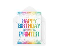Tarjetas de cumpleaños divertidas | Feliz cumpleaños a una increíble tarjeta de impresora | Ocupación amigo trabajo oficina compañero de trabajo novedad | CBH1090