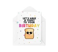 Tarjetas de cumpleaños divertidas | Let's Have A Toast Card | Broma broma novedad celebración colega compañero de trabajo bestie tonto amigo | CBH1123