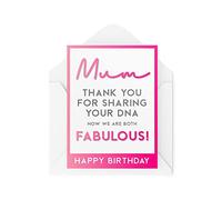 Tarjetas de cumpleaños divertidas para mamá, tarjetas de cumpleaños para madre, tarjetas de felicitación para ella, gracias por compartir mi ADN fabuloso, humor de comedia, CBH182