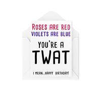 Tarjetas de cumpleaños divertidas, rosas son rojas violetas son azules eres a Tw, tarjetas de amigos para ella, tarjetas de humor de comedia, broma Banter, CBH301