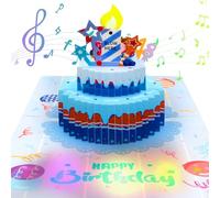 Tarjetas de Cumpleaños Emergentes en 3D Tarjetas de Felicitación de Música, Tarjetas de Cumpleaños de Música Con Luces y Música Inflables Velas Led, Música de Cumpleaños para Niños