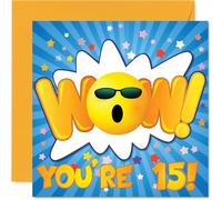 Tarjetas de cumpleaños número 15 para niñas y niños, WOW, tarjeta de feliz cumpleaños para niñas de 15 años, nieto, primo, hijo, sobrina, tarjetas de felicitación de cumpleaños de 145 mm