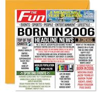 Tarjetas de cumpleaños número 19 para hombres y mujeres - Born In 2006 Newspaper - Tarjeta de feliz cumpleaños 19 para hijo, hija, primo, vintage, retro, Back In 2006, tarjetas de felicitación de