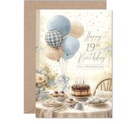 Tarjetas de cumpleaños número 19 para mujeres y hombres, cumpleaños rústico