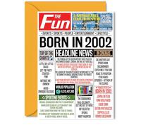 Tarjetas de cumpleaños número 23 para mujeres y hombres - Born In 2002 Newspaper - Tarjeta de feliz cumpleaños 23 para hija, hijo, primo, vintage, retro, Back In 2002, tarjetas de felicitación de