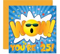 Tarjetas de cumpleaños número 25 para mujeres y hombres, WOW, tarjeta de feliz cumpleaños para mujer de 25 años, hombre, tía, sobrina, hijo, marido, tarjetas de felicitación de cumpleaños de 145 mm