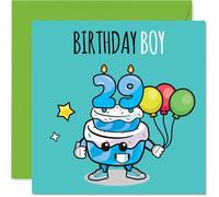 Tarjetas de cumpleaños número 29 para hombres, globos de pastel de cumpleaños, tarjeta de feliz cumpleaños para hombre de 29 años, vecino, colega, marido, hijo, tarjetas de felicitación de cumpleaños