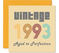 Tarjetas de cumpleaños número 31 para hombres y mujeres, diseño vintage de 1993 envejecidas a la perfección, tarjeta de cumpleaños divertida para ella, 145 mm x 145 mm, tarjetas de felicitación de