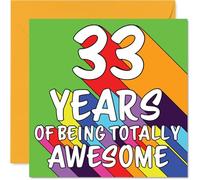 Tarjetas de cumpleaños número 33 para mujeres y hombres, arco iris impresionante, tarjeta de feliz cumpleaños para mujer de 33 años, hombre, hermano, primo, esposa, colega, tarjetas de felicitación de