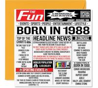 Tarjetas de cumpleaños número 37 para hombres y mujeres, periódico nacido en 1988, tarjeta de feliz cumpleaños 37 para hermano, hermana, amigos, vintage, retro, en 1988, tarjetas de felicitación de