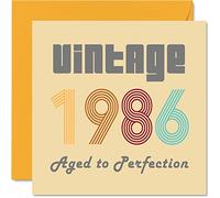 Tarjetas de cumpleaños número 38 para hombres y mujeres - Vintage 1986 Aged To Perfection - Tarjeta de 38 cumpleaños divertida para ella, 145 mm x 145 mm, tarjetas de felicitación de cumpleaños para