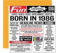 Tarjetas de cumpleaños número 39 para hombres y mujeres - Born In 1986 Newspaper - Tarjeta de feliz cumpleaños 39 para hermano, hermana, amigos, vintage, retro en 1986, tarjetas de felicitación de