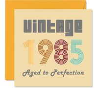Tarjetas de cumpleaños número 39 para hombres y mujeres - Vintage 1985 Aged To Perfection - Tarjeta de 39 cumpleaños divertida para ella, 145 mm x 145 mm, tarjetas de felicitación de cumpleaños para
