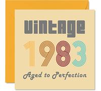 Tarjetas de cumpleaños número 41 para hombres y mujeres, estilo vintage de 1983, envejecidas a la perfección, tarjeta de cumpleaños divertida para ella, 145 mm x 145 mm, tarjetas de felicitación de