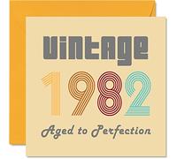 Tarjetas de cumpleaños número 42 para hombres y mujeres, estilo vintage de 1982, envejecidas a la perfección, tarjeta de cumpleaños divertida para ella, 145 mm x 145 mm, tarjetas de felicitación de