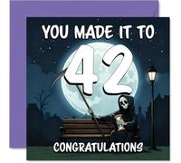 Tarjetas de cumpleaños número 42 para hombres y mujeres - You Made It To - Tarjeta de feliz cumpleaños para hombre de 42 años, mujer, amigo, sobrino, vecino, tía, tarjetas de felicitación de