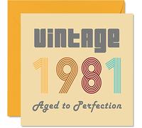 Tarjetas de cumpleaños número 43 para hombres y mujeres - Vintage 1981 Aged To Perfection - Tarjeta de 43 cumpleaños divertida para ella, 145 mm x 145 mm, tarjetas de felicitación de cumpleaños para