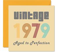 Tarjetas de cumpleaños número 45 para hombres y mujeres, estilo vintage de 1979, envejecidas a la perfección, tarjeta de 45 cumpleaños divertida para ella, 145 mm x 145 mm, tarjetas de felicitación de