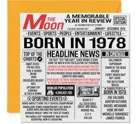 Tarjetas de cumpleaños número 47 para hombres y mujeres - Born In 1978 Newspaper - Tarjeta de feliz cumpleaños 47 para mamá, papá, tío, tía, vintage, retro, en 1978, tarjetas de felicitación de