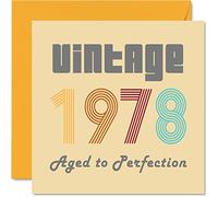 Tarjetas de cumpleaños número 47 para hombres y mujeres - Vintage 1978 Aged To Perfection - Tarjeta de 47 cumpleaños divertida para ella, tarjetas de felicitación de 145 mm para mamá, papá, hermano,