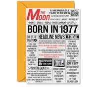 Tarjetas de cumpleaños número 48 para mujeres y hombres - Born In 1977 Newspaper - Tarjeta de feliz cumpleaños 48 para papá, mamá, tía, tío, vintage, retro, en 1977, tarjetas de felicitación de