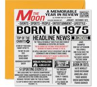 Tarjetas de cumpleaños número 49 para hombres y mujeres, periódico nacido en 1975, tarjeta de feliz 49 cumpleaños para mamá, papá, tío, tía, vintage, retro, Back In 1975, 145 mm x 145 mm, cuarenta y