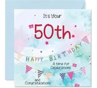 Tarjetas de cumpleaños número 50 para hombres, banderines de fiesta, tarjeta de feliz cumpleaños para hombre de 50 años, marido, vecino, sobrino, primo, tarjetas de felicitación de cumpleaños de 145