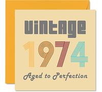 Tarjetas de cumpleaños número 50 para hombres y mujeres - Vintage 1974 Aged To Perfection - Tarjeta de 50 cumpleaños divertida para ella, 145 mm x 145 mm, tarjetas de felicitación de cumpleaños para