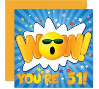 Tarjetas de cumpleaños número 51 para mujeres y hombres, WOW, tarjeta de feliz cumpleaños para mujer de 51 años, hombre, niñera, abuela, hermano, primo, tarjetas de felicitación de cumpleaños de 145