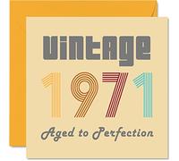 Tarjetas de cumpleaños número 53 para hombres y mujeres - Vintage 1971 Aged To Perfection - Tarjeta de 53 cumpleaños divertida para ella, 145 mm x 145 mm, tarjetas de felicitación de cumpleaños para