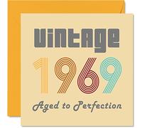 Tarjetas de cumpleaños número 55 para hombres y mujeres - Vintage 1969 Aged To Perfection - Tarjeta de 55 cumpleaños divertida para ella, 145 mm x 145 mm, tarjetas de felicitación de cumpleaños para