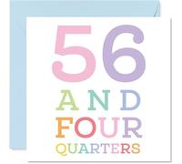 Tarjetas de cumpleaños número 57 para hombres y mujeres, 56 y cuatro cuartos, tarjeta de feliz cumpleaños para hombre de 57 años, mujer, marido, esposa, hija, vecino, tarjetas de felicitación de