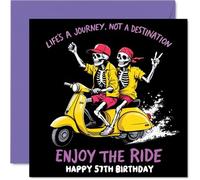 Tarjetas de cumpleaños número 57 para hombres y mujeres - Lifes a Journey Not A Destination - Tarjeta de feliz cumpleaños para hombre de 57 años, mujer, marido, esposa, hija, vecino, tarjetas de