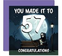 Tarjetas de cumpleaños número 57 para mujeres y hombres - You Made It To - Tarjeta de feliz cumpleaños para mujer de 57 años, hombre, marido, esposa, hija, vecino, tarjetas de felicitación de