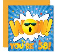 Tarjetas de cumpleaños número 58 para hombres y mujeres, WOW, tarjeta de feliz cumpleaños para hombre de 58 años, mujer, esposa, tío, marido, hija, tarjetas de felicitación de cumpleaños de 145 mm